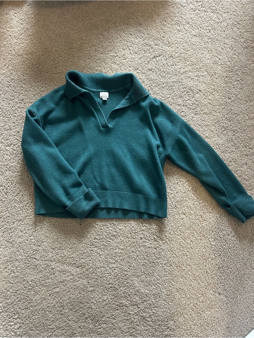 a new day Teal Ribbed Collar Knit Top